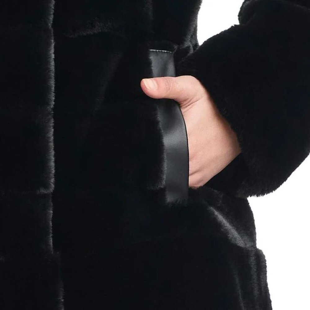 Jones New York Black Faux Fur Coat - Picture 4 of 6